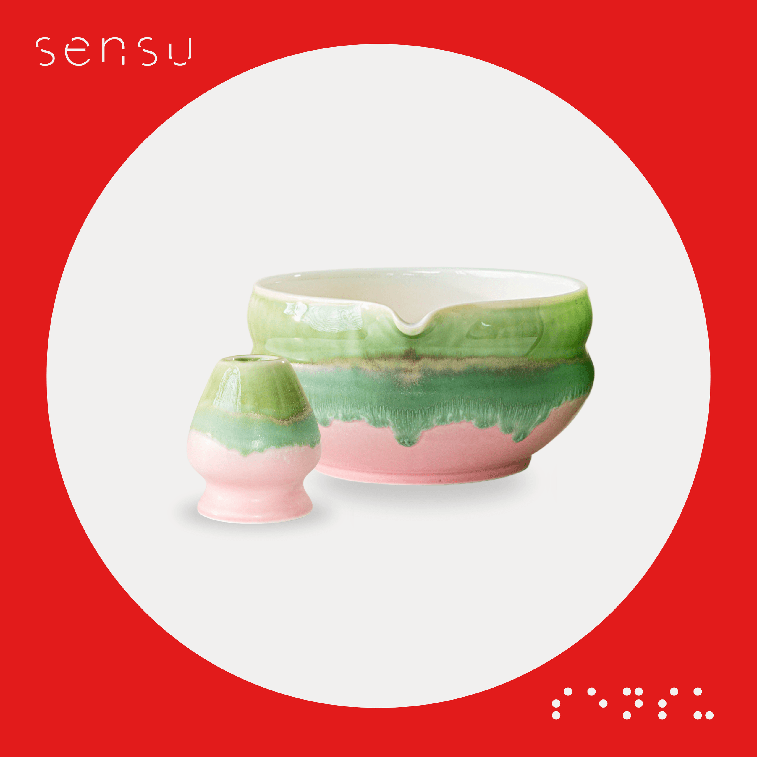 Oboro Strawberry Matcha Bowl Set